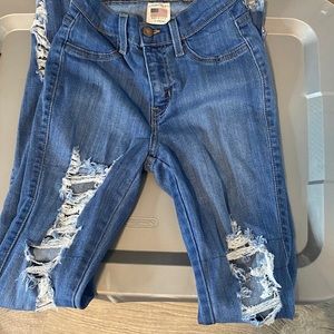 Ripped high-waist skinny jeans